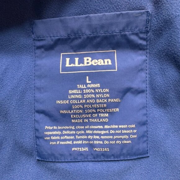 LL Bean Jacket Mens Large Tall Blue Long Sleeve Full Zip Button - Picture 14 of 15